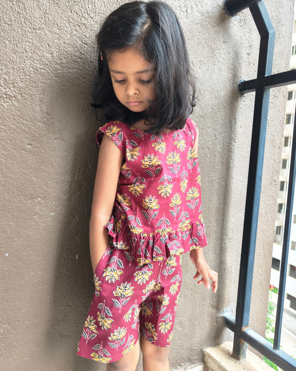 Girls Sleeveless Cotton Floral Co-Ord Set for Summer