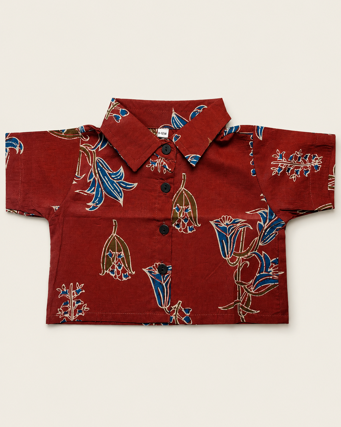A floral printed girls premium cotton crop top from Aruvo, in rust colour