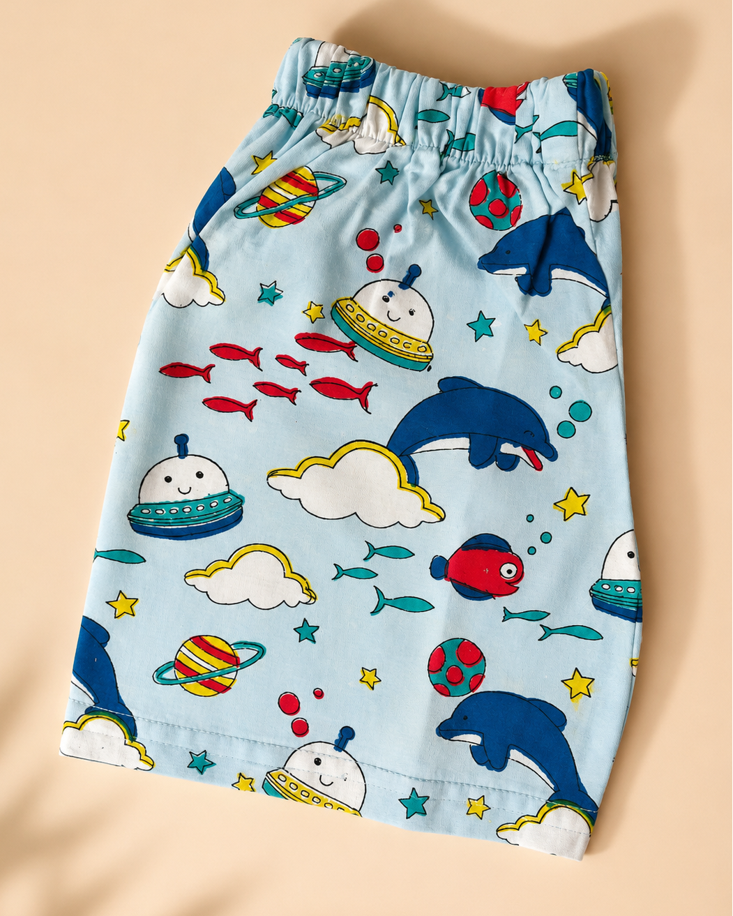 Boys Cotton Shorts Set | Hand Block Dolphin Print Co-ord Set | Aruvo™