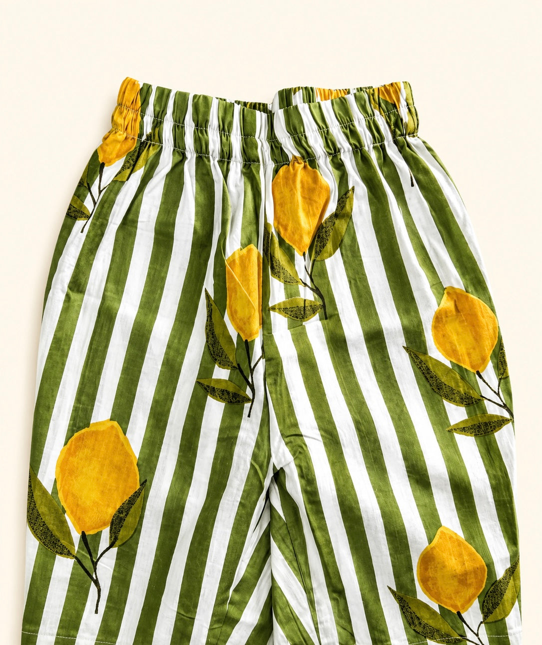 Aruvo's kids premium green striped night suit's pant on white background