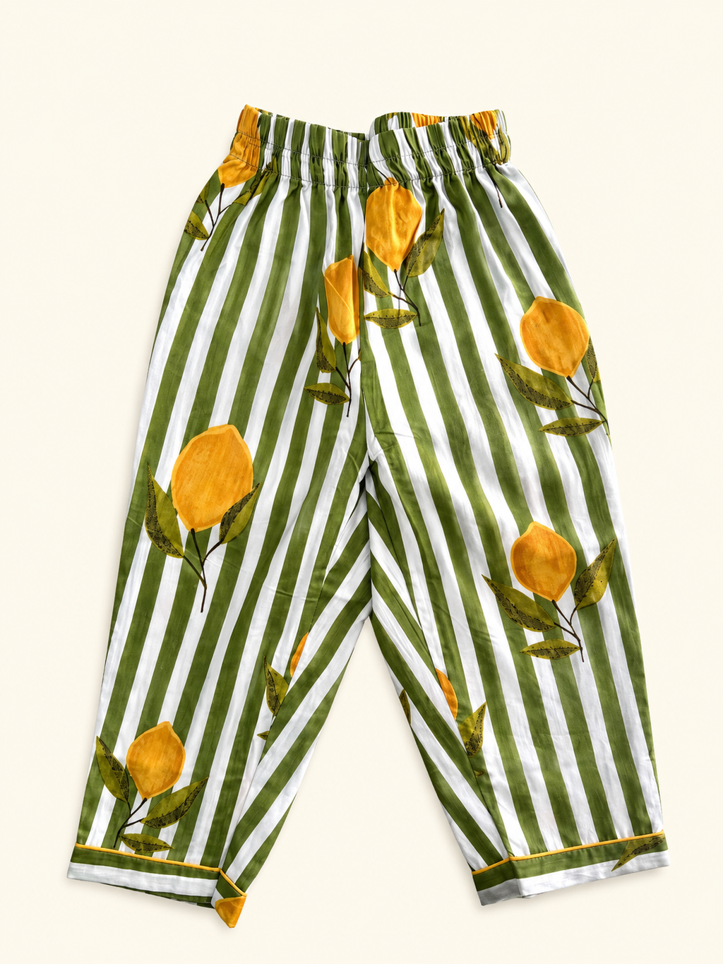 Aruvo's kids premium green striped night suit's pant on white background