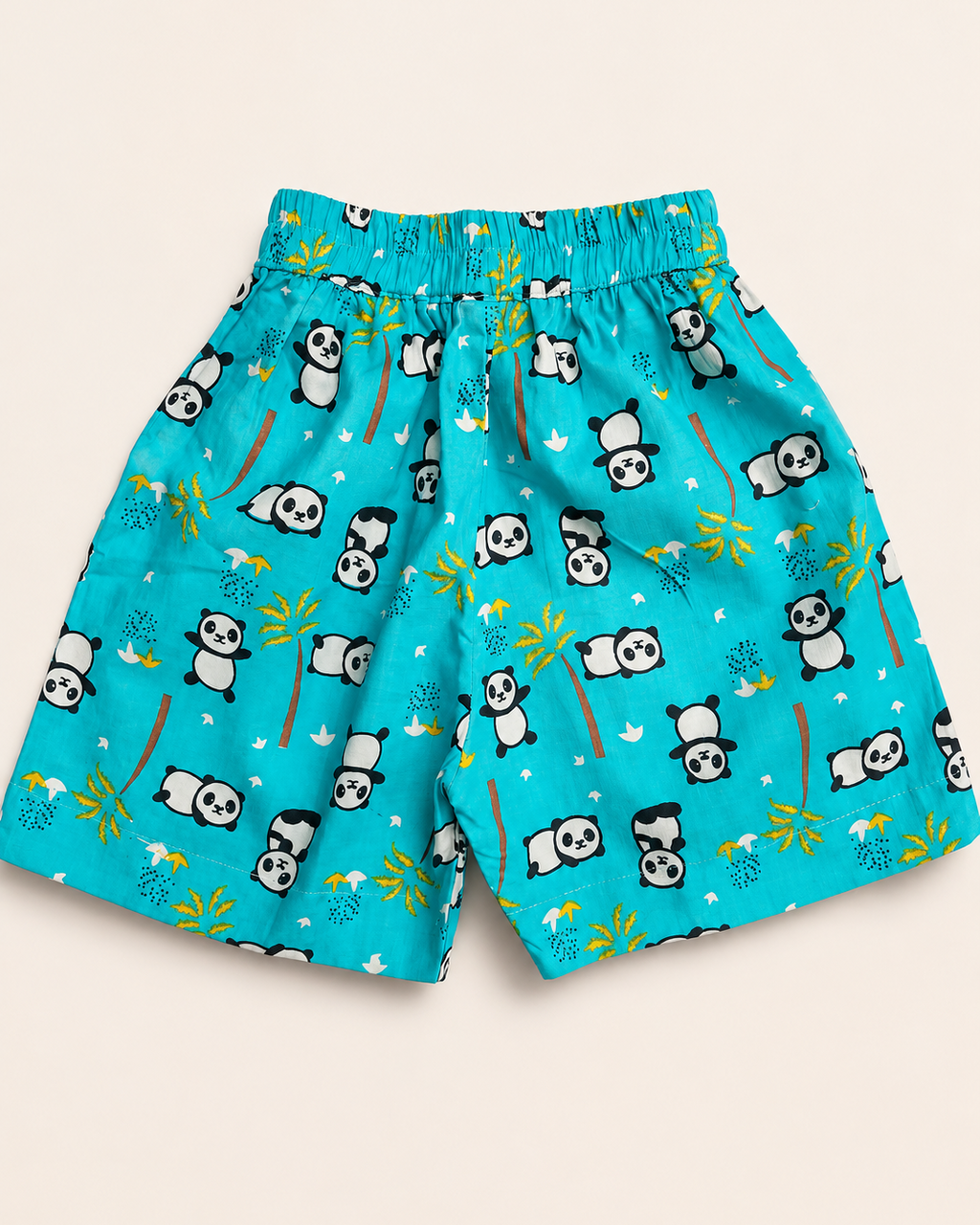 Children's Shorts set with panda pattern on a blue background from Aruvo