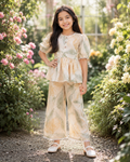 Ivory Meadow Peplum Co-Ord Set | 100% Cotton Floral Outfit | Aruvo™