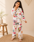 White Wildflower Cotton Kids Night Suit | Floral Pajama Set | Aruvo™