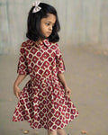 SnugBug Block Printed Collar Summer Dress for Girls