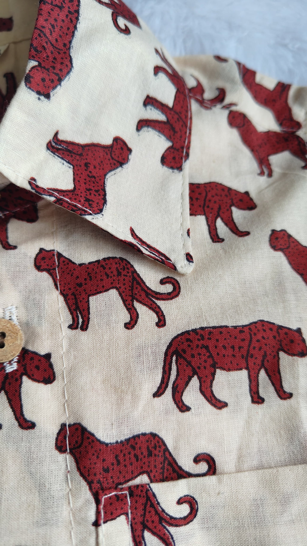 Boys Tiger Printed Co-ord Set | Beige Cotton Summer Wear | Aruvo