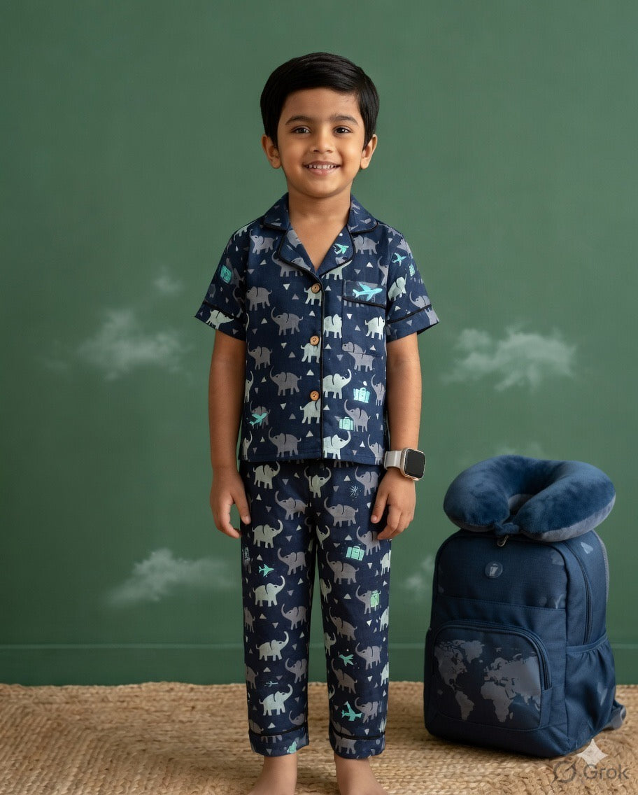 Boy standing in half sleeve Pure cotton night suit set 