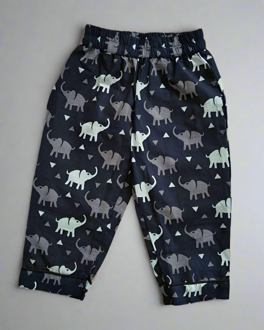 Kids Unisex Elephant Printed Half Sleeve Cotton Night Suit