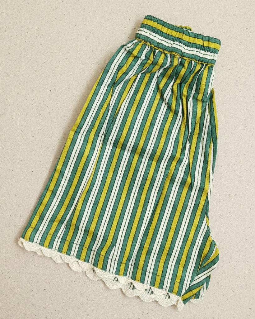 Striped pure cotton fabric girls shorts
