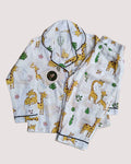 SnugBug White Giraffe Printed NightSuit  in pure cotton fabric for boys and girls