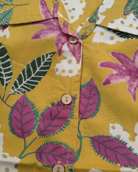 SnugBug Pure cotton Yellow Floral Dress
