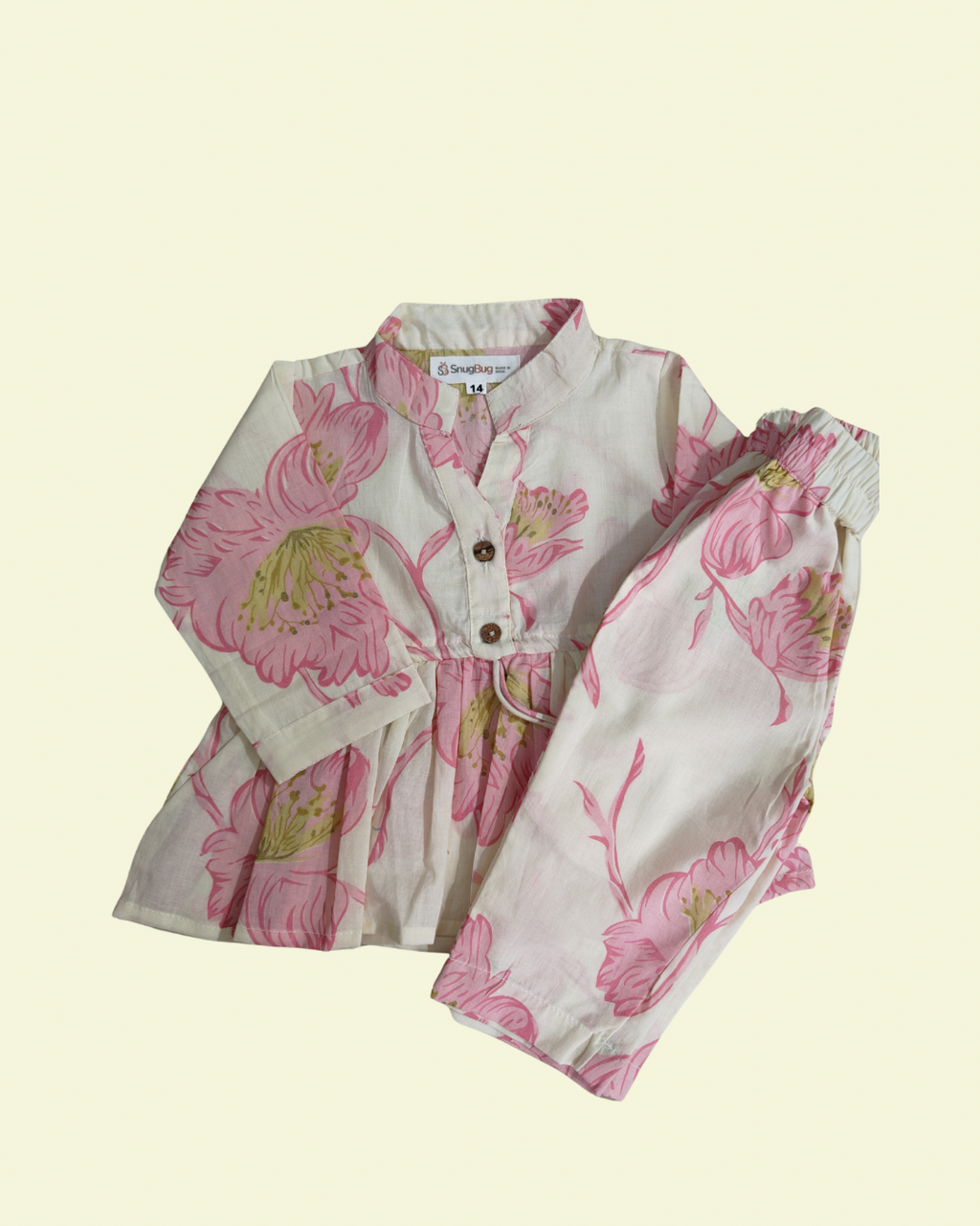 Stylish co ord sets in breathable pure cotton floral print outfit featuring a peplum top and wide-leg pants, perfect for summer wear and casual outings.